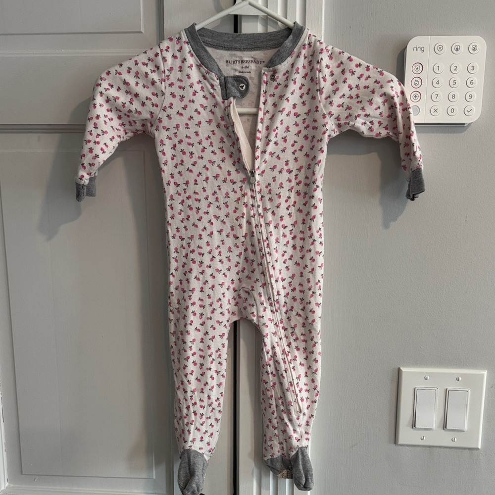 Adorable Pink Floral Kids Pajama Footies